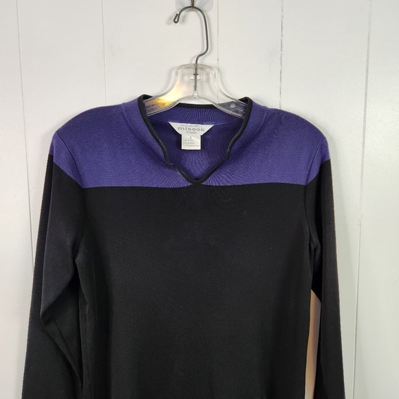 Exclusively Misook Sweater Womens Small Black Purple V-Neck Long Sleeve Knit - Picture 3 of 10